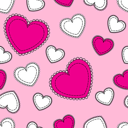 seamless pink background with pink and white heartsのイラスト素材