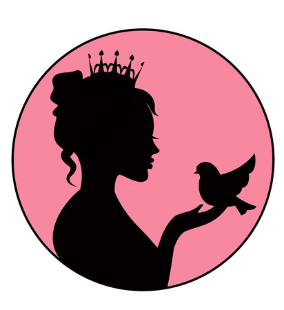 Princess holding a little bird in the palmのイラスト素材