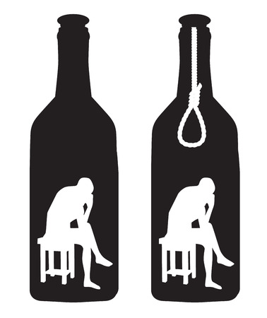 silhouette of a man in a bottle and rope loop  のイラスト素材
