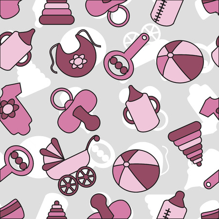 Seamless background with toys and objects for childcareのイラスト素材