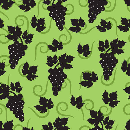 seamless green background with leaves and berries of grapesのイラスト素材