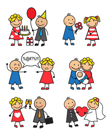 Cartoon vector illustration of different family situationsのイラスト素材