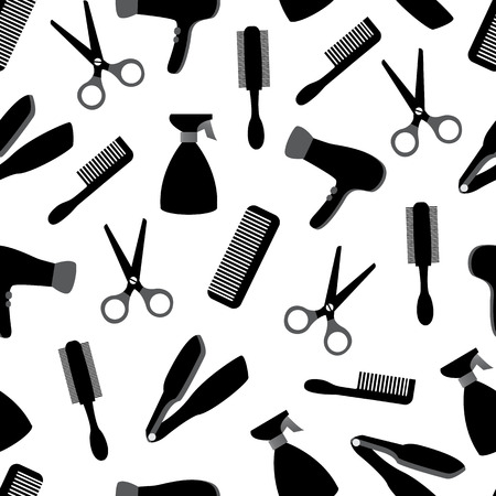 seamless background with barber equipment on white backgroundのイラスト素材