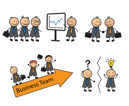 Cartoon set of business situations with businessmen on a white backgroundのイラスト素材