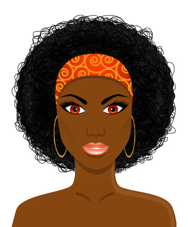 Portrait of a beautiful african black woman on white background  のイラスト素材
