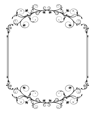  black vintage frame with thin swirls on white backgroundのイラスト素材