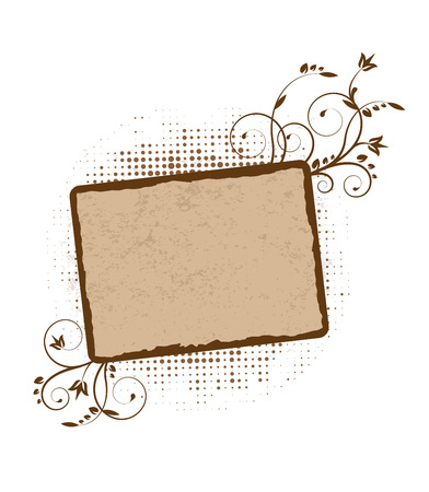 stained frame and background with Floral swirls  のイラスト素材