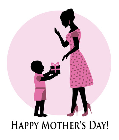 child giving a gift to mom on Mother s Dayのイラスト素材