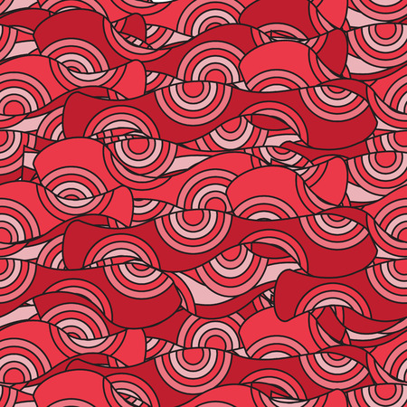 seamless abstract red background with circles and wavesのイラスト素材