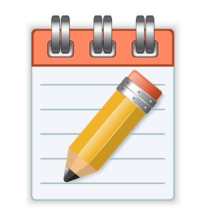 notebook and yellow pencil on a white backgroundのイラスト素材