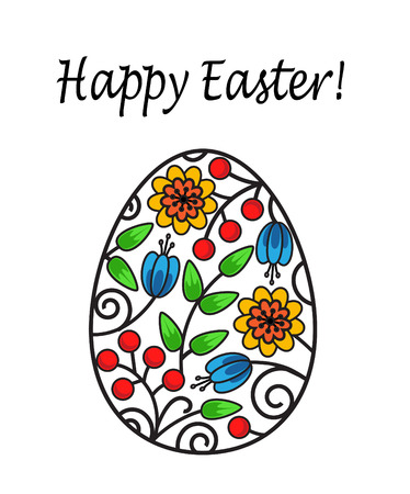 Easter card and pattern of flowers and eggのイラスト素材