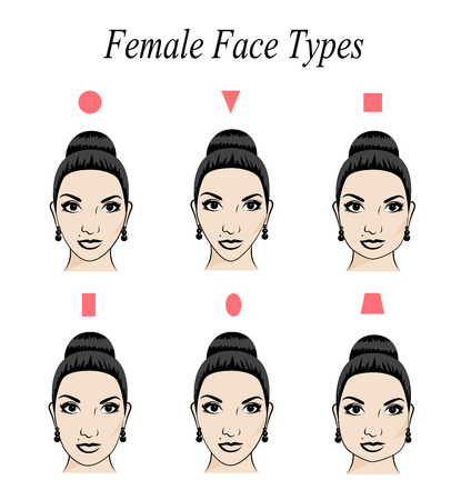 set of female faces of different shapesのイラスト素材