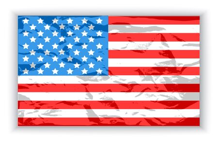 American flag on a white background with shadowのイラスト素材