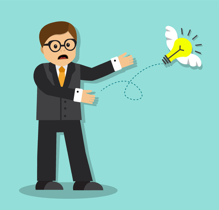 Sad businessman looking at how it departs from the brilliant ideaのイラスト素材