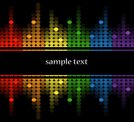 Horizontal black background with bright multicolored equalizerのイラスト素材