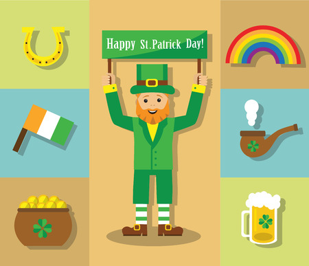 Set flat symbols St. Patricks Day. illustrationのイラスト素材
