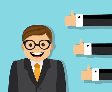 Happy businessman and favoring hand of his partnerのイラスト素材