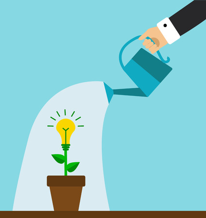 hand holding a watering can and water the plants symbolizing the business ideaのイラスト素材