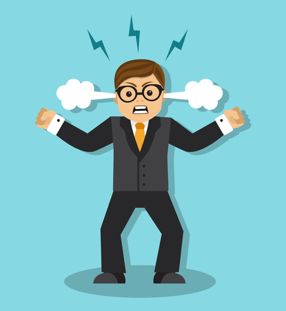 Angry businessman in a rage is tense and clenched his fistsのイラスト素材
