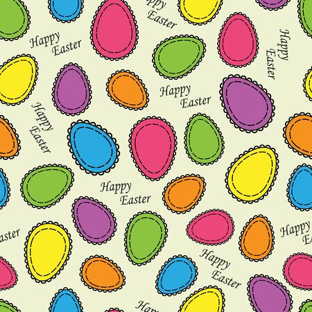 Cartoon seamless square background with colorful painted eggsのイラスト素材