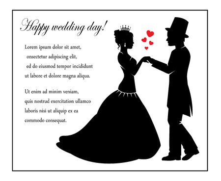 Retro Silhouettes of the bride and groom and a place for textのイラスト素材