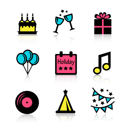 Set beautiful icons commemorating festive and funのイラスト素材