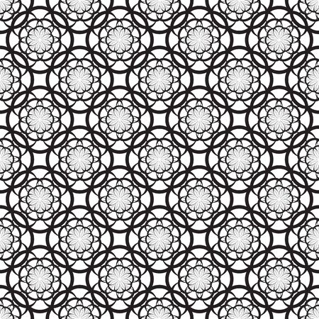 Floral seamless pattern with thin black flowers on a white backgroundのイラスト素材