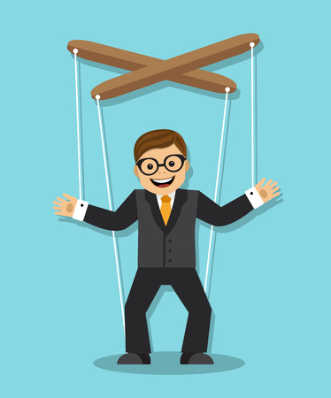 cheerful businessman does not know what he is puppetのイラスト素材