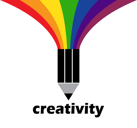 Pencil with rainbow on a white background calls for creativityのイラスト素材