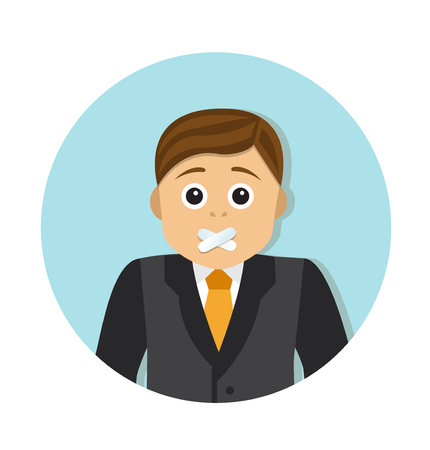 Businessman with mouth sealed want to say somethingのイラスト素材