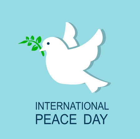 dove flying and holding in its beak a leaf, a symbol of peaceのイラスト素材