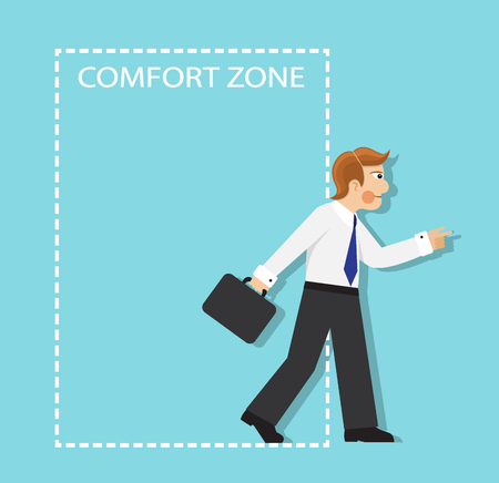 businessman resolutely out of the comfort zoneのイラスト素材