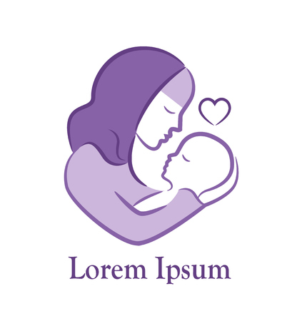 A Muslim wearing a hijab holding babyのイラスト素材