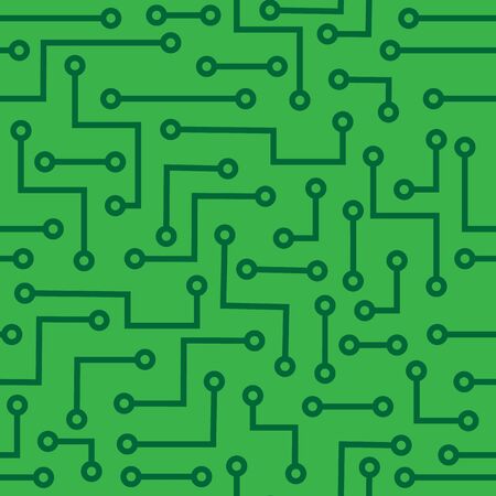 seamless square background with large green microcircuitのイラスト素材
