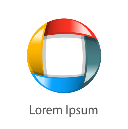 Emblem of a bright shiny circle of different colors on a white background.のイラスト素材