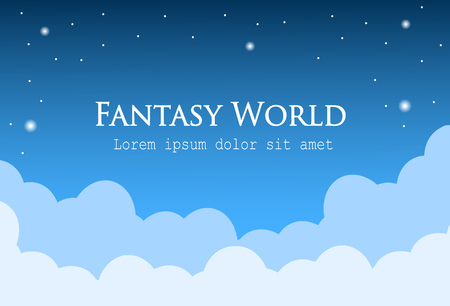 mysterious blue background with clouds and starsのイラスト素材