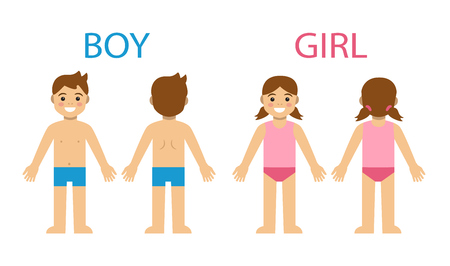 cartoon boy and girlのイラスト素材