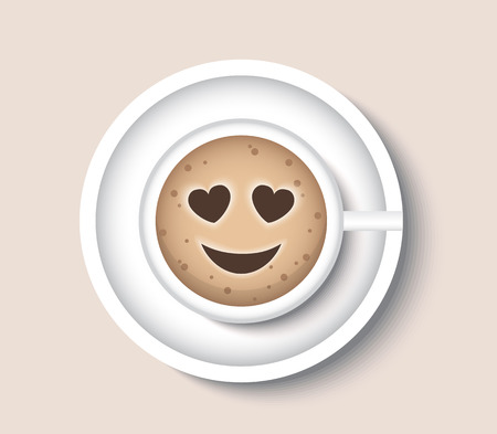 cup of coffee with heart-shaped eyesのイラスト素材