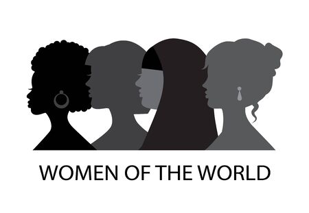 portraits of women of different nationalities and religions in profileのイラスト素材
