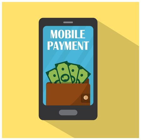 Mobile Bank and Mobile Phone with Wallet and Moneyのイラスト素材
