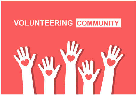 volunteers united by a common charity ideaのイラスト素材