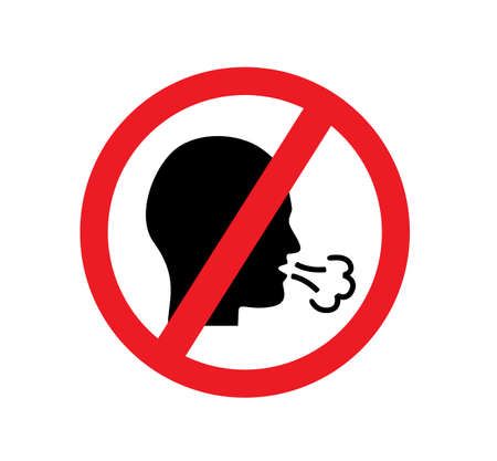 Red forbidden sign and silhouette of man coughs and spreads virusのイラスト素材