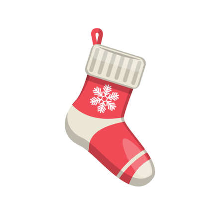 single red bright sock hanging on the loop in the new yearのイラスト素材