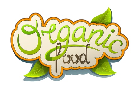 Handwritten label Organic foodのイラスト素材