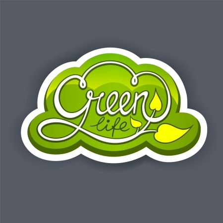 Calligraphic Lettering Green Lifeのイラスト素材