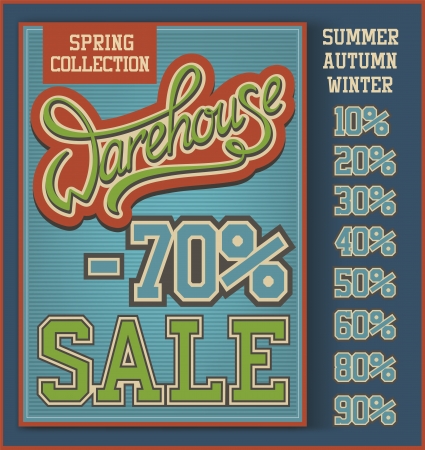 Vintage Warehouse Sale collection with handwritten headerのイラスト素材