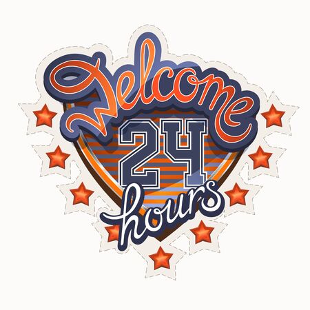 Lettering  Welcome 24 hours  athletic styleのイラスト素材
