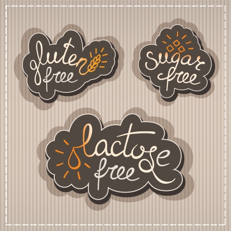 Handwritten Gluten, lactose, sugar free labelsのイラスト素材