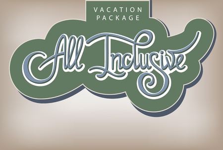 Calligraphic handwritten label Vacation package All Inclusive vintage styleのイラスト素材