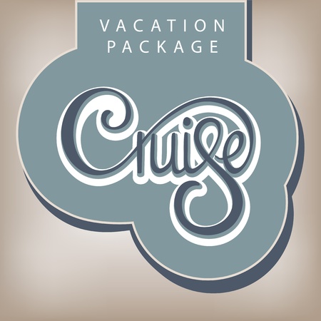 Calligraphic handwritten label Vacation package Cruise vintage styleのイラスト素材